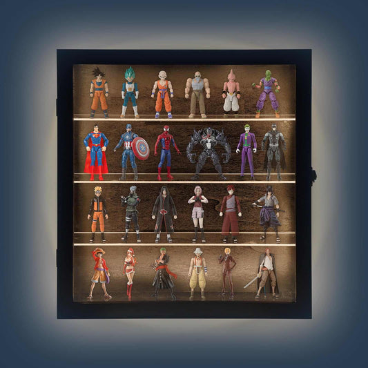 LED Minifigures Display Case: Wall-Mounted Collectible Box with LED Light